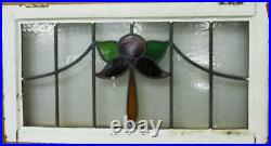 OLD ENGLISH LEADED STAINED GLASS WINDOW TRANSOM Lovely Flower Design 30 x 16