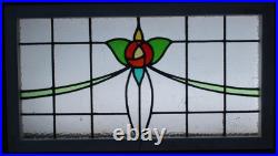 OLD ENGLISH LEADED STAINED GLASS WINDOW TRANSOM MACKINTOSH ROSE 32 x 17 1/2 OLD ENGLISH LEADED STAINED GLASS WINDOW TRANSOM MACKINTOSH ROSE 32 x 17 1/2