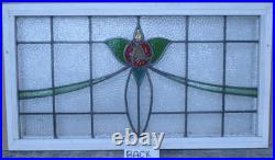 OLD ENGLISH LEADED STAINED GLASS WINDOW TRANSOM MACKINTOSH ROSE 32 x 17 1/2 OLD ENGLISH LEADED STAINED GLASS WINDOW TRANSOM MACKINTOSH ROSE 32 x 17 1/2