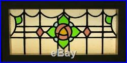 OLD ENGLISH LEADED STAINED GLASS WINDOW TRANSOM Mackintosh Rose 28.25 x 14