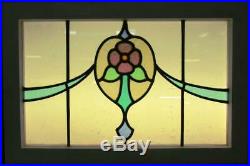 OLD ENGLISH LEADED STAINED GLASS WINDOW TRANSOM Nice Floral Swag 26.25 x 17.5