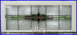 OLD ENGLISH LEADED STAINED GLASS WINDOW TRANSOM Nice Geometric Band 32 x 15