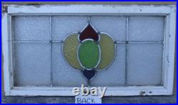 OLD ENGLISH LEADED STAINED GLASS WINDOW TRANSOM PRETTY ABSTRACT 27 x 14 3/4
