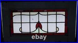OLD ENGLISH LEADED STAINED GLASS WINDOW TRANSOM PRETTY ABSTRACT 32 x 18
