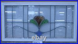 OLD ENGLISH LEADED STAINED GLASS WINDOW TRANSOM PRETTY ABSTRACT 33 3/4 x 17 3/4