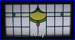 OLD ENGLISH LEADED STAINED GLASS WINDOW TRANSOM PRETTY ABSTRACT 33 3/4 x 18 1/4