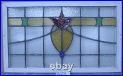 OLD ENGLISH LEADED STAINED GLASS WINDOW TRANSOM PRETTY FLORAL 34 3/4 x 20 3/4
