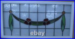 OLD ENGLISH LEADED STAINED GLASS WINDOW TRANSOM PRETTY FLORAL 41 3/4 x 21 1/2 OLD ENGLISH LEADED STAINED GLASS WINDOW TRANSOM PRETTY FLORAL 41 3/4 x 21 1/2