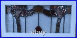 OLD ENGLISH LEADED STAINED GLASS WINDOW TRANSOM Pretty Abstract 24.75 x 12.5