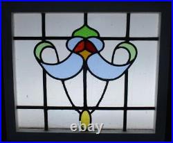 OLD ENGLISH LEADED STAINED GLASS WINDOW TRANSOM Pretty Abstract 24 x 20.5