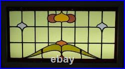 OLD ENGLISH LEADED STAINED GLASS WINDOW TRANSOM Pretty Abstract 34 x 18.75