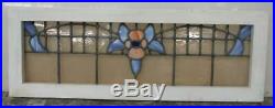 OLD ENGLISH LEADED STAINED GLASS WINDOW TRANSOM Pretty Floral 31.5 x 11.5