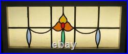 OLD ENGLISH LEADED STAINED GLASS WINDOW TRANSOM Pretty Floral 33.25 x 14.25