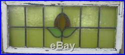 OLD ENGLISH LEADED STAINED GLASS WINDOW TRANSOM Pretty Floral 36.25 x 16.25
