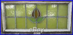 OLD ENGLISH LEADED STAINED GLASS WINDOW TRANSOM Pretty Floral 36.25 x 16.25