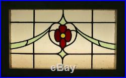 OLD ENGLISH LEADED STAINED GLASS WINDOW TRANSOM Pretty Floral Swag 27 x 16.75