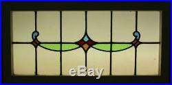 OLD ENGLISH LEADED STAINED GLASS WINDOW TRANSOM Pretty Geometric Sweep 34 x 17