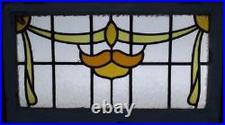 OLD ENGLISH LEADED STAINED GLASS WINDOW TRANSOM Pretty Swoop 30 x 17