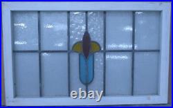 OLD ENGLISH LEADED STAINED GLASS WINDOW TRANSOM SIMPLE ABSTRACT 30 x 18 3/4