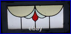 OLD ENGLISH LEADED STAINED GLASS WINDOW TRANSOM SIMPLE ABSTRACT 33 1/4 x 15 1/2