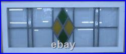 OLD ENGLISH LEADED STAINED GLASS WINDOW TRANSOM SIMPLE DIAMOND 33 1/2 x 14