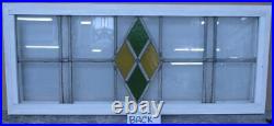 OLD ENGLISH LEADED STAINED GLASS WINDOW TRANSOM SIMPLE DIAMOND 33 1/2 x 14