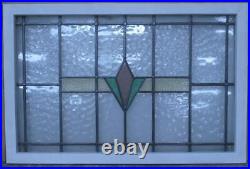 OLD ENGLISH LEADED STAINED GLASS WINDOW TRANSOM SIMPLE GEOMETRIC 33 1/2 x 22