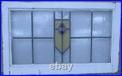 OLD ENGLISH LEADED STAINED GLASS WINDOW TRANSOM SIPLE GEOMETRIC 29 x 18