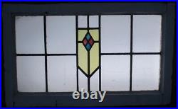 OLD ENGLISH LEADED STAINED GLASS WINDOW TRANSOM SIPLE GEOMETRIC 29 x 18