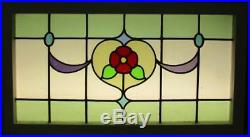 OLD ENGLISH LEADED STAINED GLASS WINDOW TRANSOM Stunning Floral 36.5 x 20