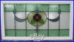OLD ENGLISH LEADED STAINED GLASS WINDOW TRANSOM Stunning Floral 36.5 x 20