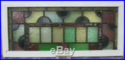 OLD ENGLISH LEADED STAINED GLASS WINDOW TRANSOM Stunning Victorian 32.75 x 15