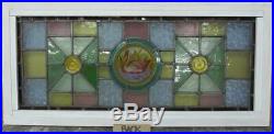OLD ENGLISH LEADED STAINED GLASS WINDOW TRANSOM Victorian HP Swan 30.25 x 14