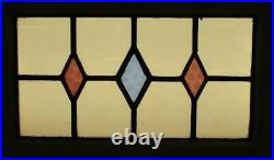 OLD ENGLISH LEADED STAINED GLASS WINDOW Three Diamonds Design 21.25 x 13
