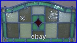 OLD ENGLISH LEADED STAINED GLASS WINDOW Unframed Pretty Geometric 24.25 X 14