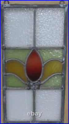 OLD ENGLISH LEADED STAINED GLASS WINDOW Unframed w Hooks Cute Floral 7.5 x 15