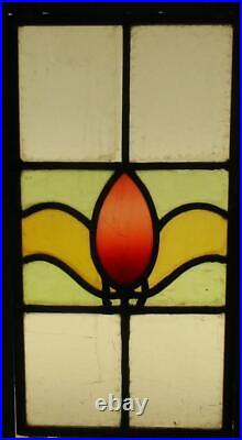 OLD ENGLISH LEADED STAINED GLASS WINDOW Unframed w Hooks Cute Floral 7.5 x 15
