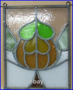 OLD ENGLISH LEADED STAINED GLASS WINDOW Unframed w Hooks Cute Floral 9.5x12.5