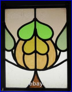 OLD ENGLISH LEADED STAINED GLASS WINDOW Unframed w Hooks Cute Floral 9.5x12.5