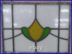 OLD ENGLISH LEADED STAINED GLASS WINDOW Unframed w Hooks Floral 16.75 x 13