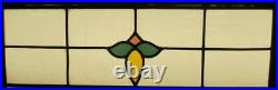 OLD ENGLISH LEADED STAINED GLASS WINDOW Unframed w Hooks Floral 27.25 x 9