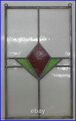 OLD ENGLISH LEADED STAINED GLASS WINDOW Unframed w Hooks Geometric 11.25 x19.5