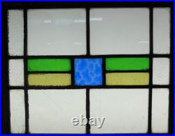 OLD ENGLISH LEADED STAINED GLASS WINDOW Unframed w Hooks Geometric 16.5 x13.75