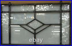 OLD ENGLISH LEADED STAINED GLASS WINDOW Unframed w Hooks No Color 19.25 x 11.5