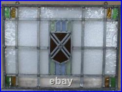 OLD ENGLISH LEADED STAINED GLASS WINDOW Unframed w Hooks Shield 17.5 x 13.25
