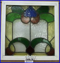 OLD ENGLISH LEADED STAINED GLASS WINDOW Very Colorful Floral Design 19.75 20