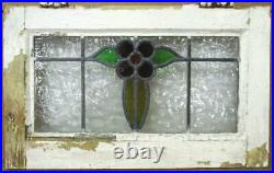 OLD ENGLISH LEADED STAINED GLASS WINDOW Very Cute Flower Design 20.75 x 12.75