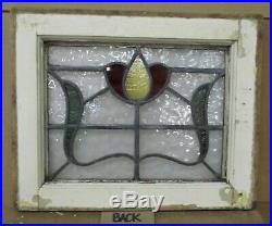 OLD ENGLISH LEADED STAINED GLASS WINDOW Very Pretty Floral Design 19.5 x 16