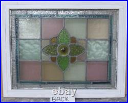 OLD ENGLISH LEADED STAINED GLASS WINDOW Victorian Floral 21 x 16.5