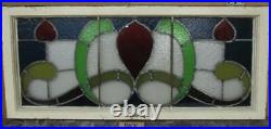 OLD ENGLISH LEAD STAINED GLASS WINDOW TRANSOM Edwardian Abstract 43.25 x 19.25